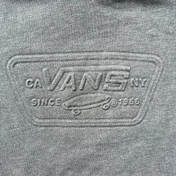VANS Fleece Hoodie Sweatshirt Youth XL Embossed Logo - Dark Gray Heather EUC - Picture 2 of 8